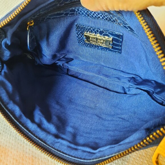 Amazing Condition Badgley Mischka Blue Snakeskin Crossbody Bag - Picture 5 of 11